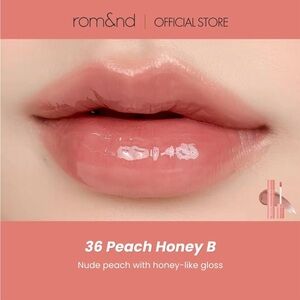 Rom&nd 36 Peach Honey B Juicy Lasting Tint- nude peach w a honey gloss tone
